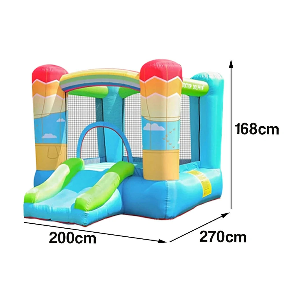 GAMEON Inflatable Bounce Castle PVC Build with Blower Rainbow Castle with Slide Kid-Friendly Design