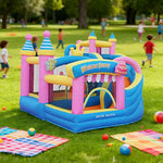 GAMEON Inflatable Bounce Castle PVC Build with Blower Birthday Party Theme with Cake and Gift Design
