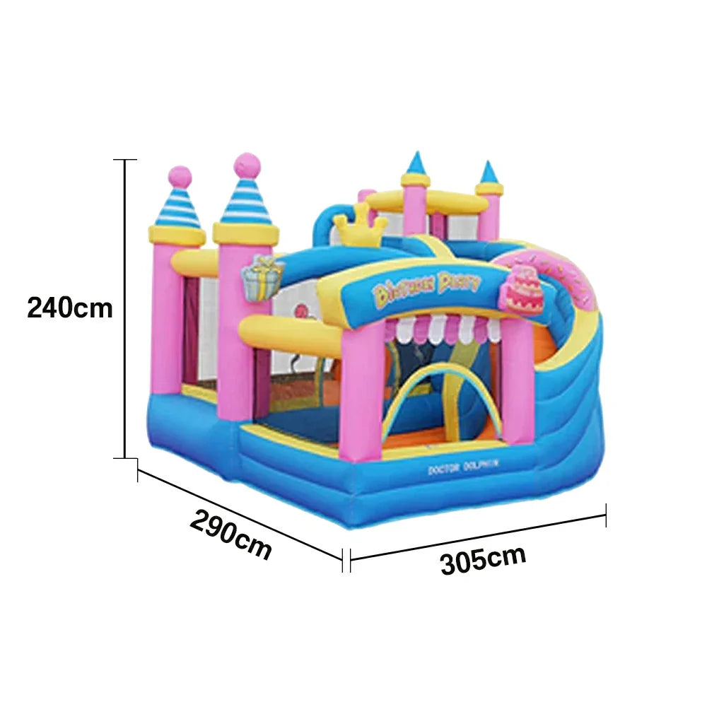 GAMEON Inflatable Bounce Castle PVC Build with Blower Birthday Party Theme with Cake and Gift Design