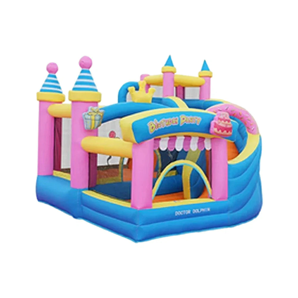GAMEON Inflatable Bounce Castle PVC Build with Blower Birthday Party Theme with Cake and Gift Design