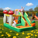 GAMEON Inflatable Bounce Castle PVC Build with Blower Bunny Castle with Slide and Mushroom Design