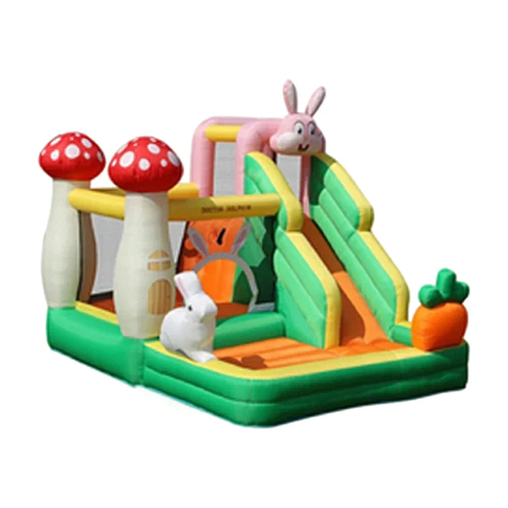 GAMEON Inflatable Bounce Castle PVC Build with Blower Bunny Castle with Slide and Mushroom Design