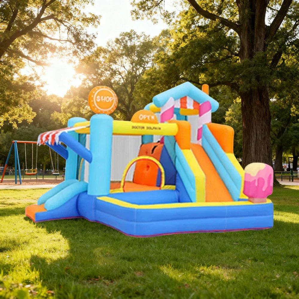 GAMEON Inflatable Bounce Castle PVC Build with Blower Ice Cream Shop Theme with Slide