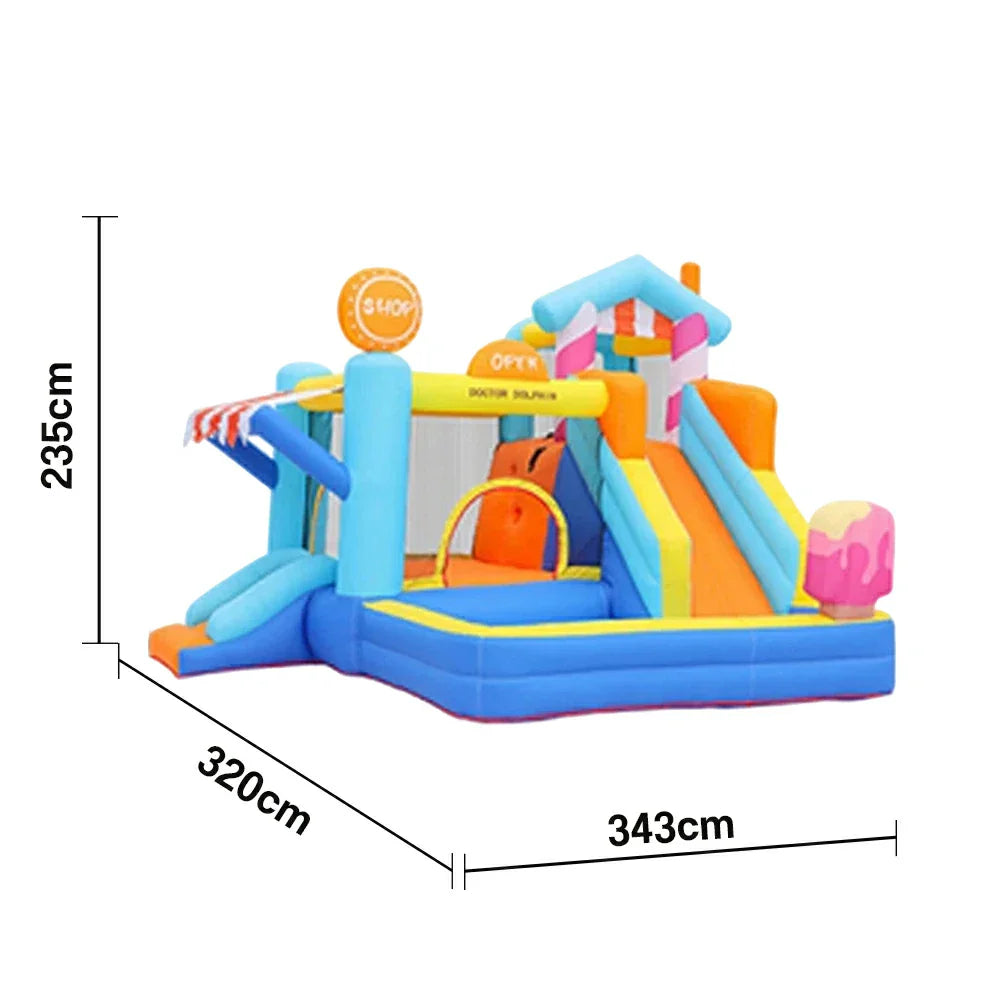 GAMEON Inflatable Bounce Castle PVC Build with Blower Ice Cream Shop Theme with Slide