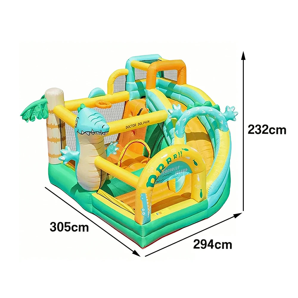 GAMEON Inflatable Bounce Castle PVC Build with Blower Dinosaur Castle Theme with Slide