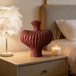 LIVARA Ceramic Vase Decor Display Artistic Design Matte Ceramic Raised-Shoulder Shape Handcrafted - Red