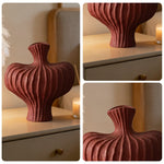 LIVARA Ceramic Vase Decor Display Artistic Design Matte Ceramic Raised-Shoulder Shape Handcrafted - Red