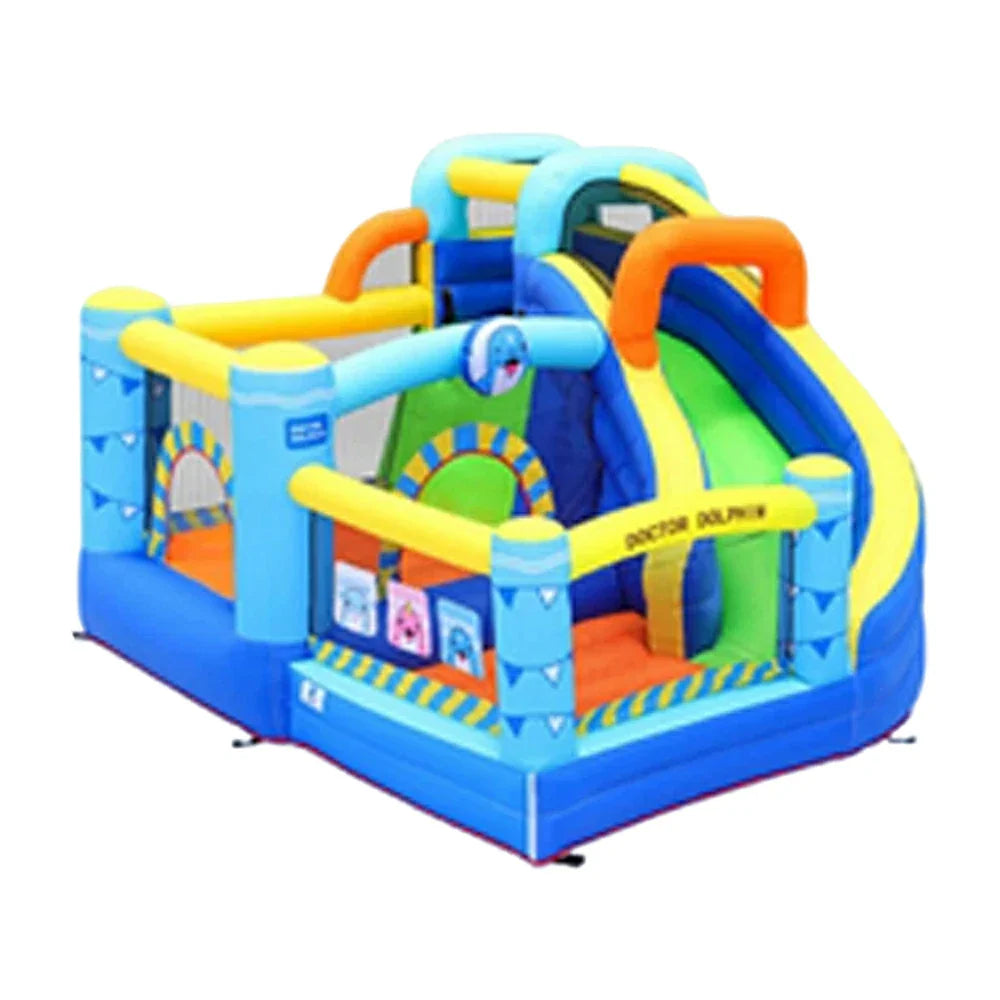 GAMEON Inflatable Bounce Castle PVC Build with Blower Dolphin Castle with Slide