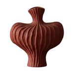 LIVARA Ceramic Vase Decor Display Artistic Design Matte Ceramic Raised-Shoulder Shape Handcrafted - Red