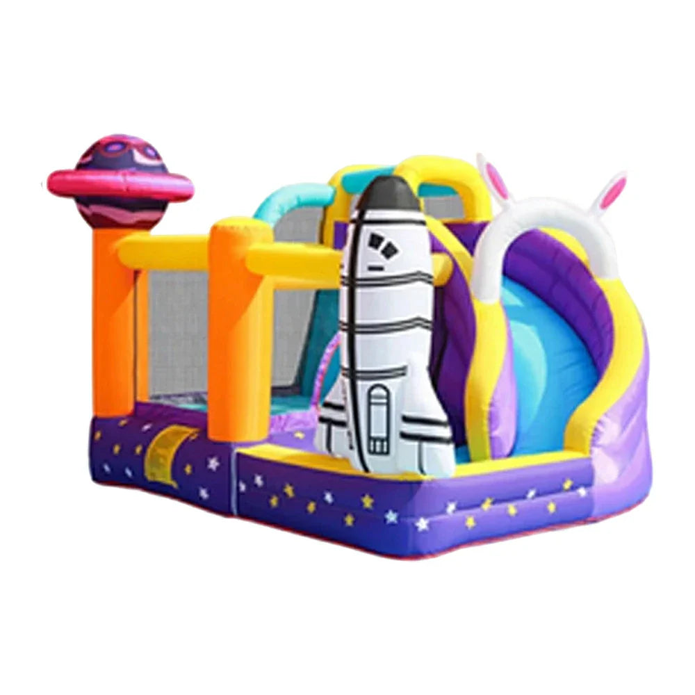 GAMEON Inflatable Bounce Castle PVC Build with Blower Space Theme with Rocket and UFO