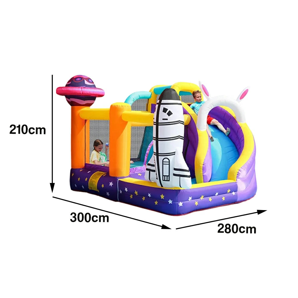 GAMEON Inflatable Bounce Castle PVC Build with Blower Space Theme with Rocket and UFO