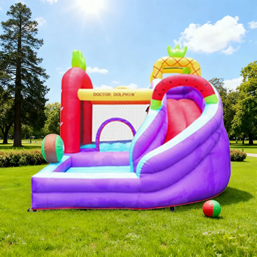 GAMEON Inflatable Bounce Castle PVC Build with Blower Fruit Castle Theme with Slide
