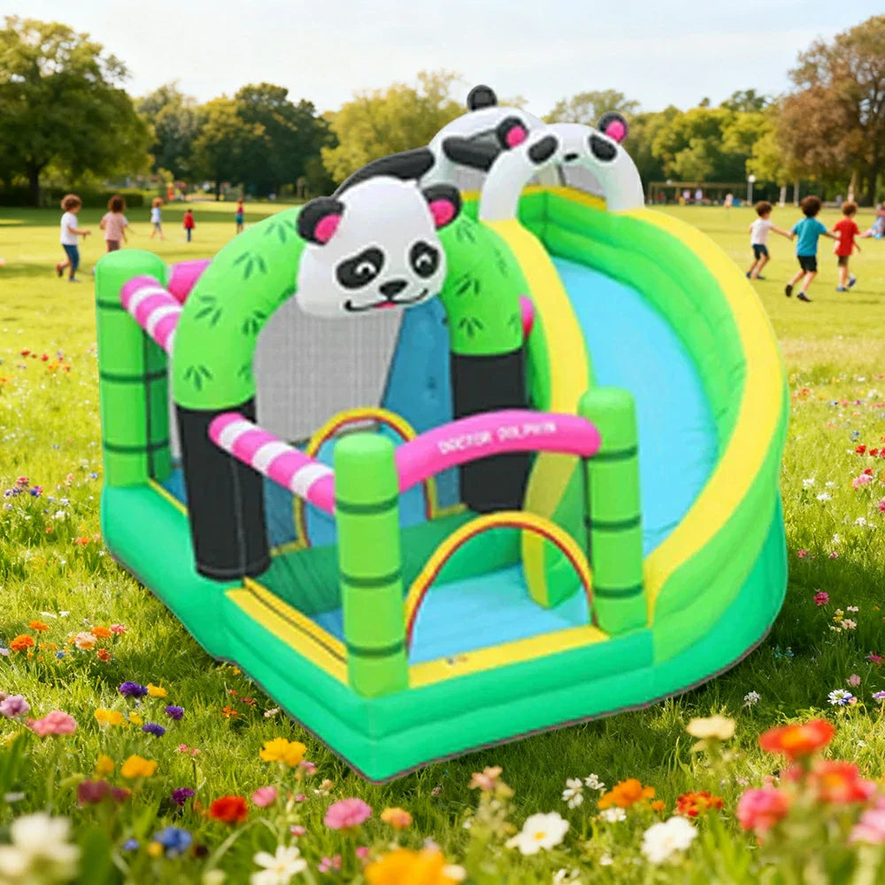 GAMEON Inflatable Bounce Castle PVC Build with Blower Panda Castle Theme with Slide