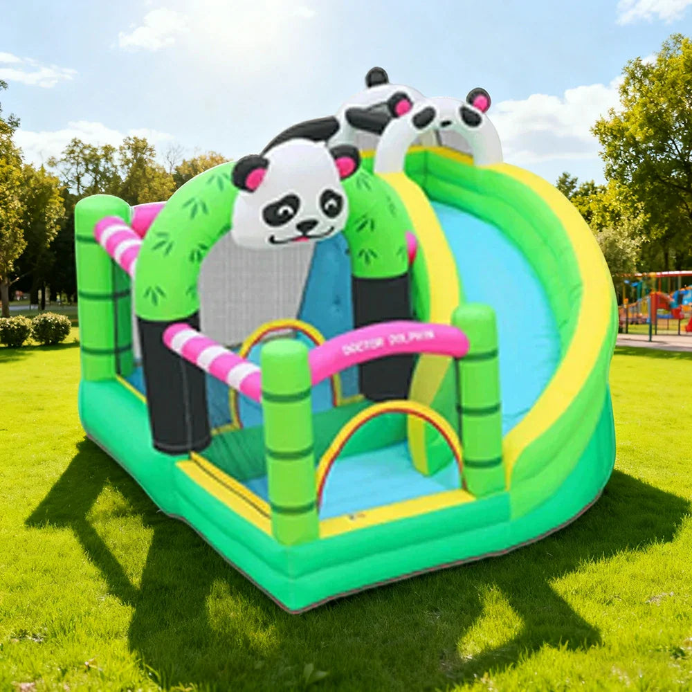 GAMEON Inflatable Bounce Castle PVC Build with Blower Panda Castle Theme with Slide