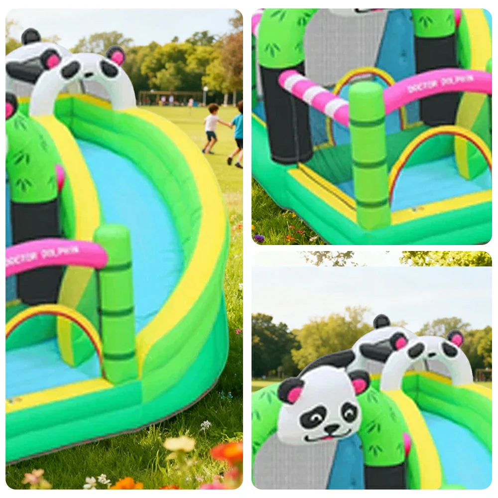 GAMEON Inflatable Bounce Castle PVC Build with Blower Panda Castle Theme with Slide