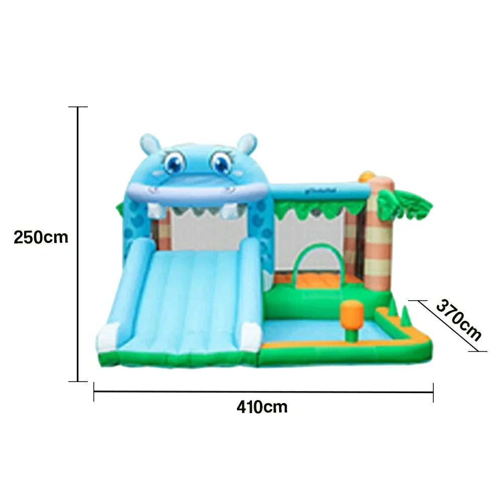 GAMEON Inflatable Bounce Castle PVC Build with Blower Hippo Castle Theme with Slide