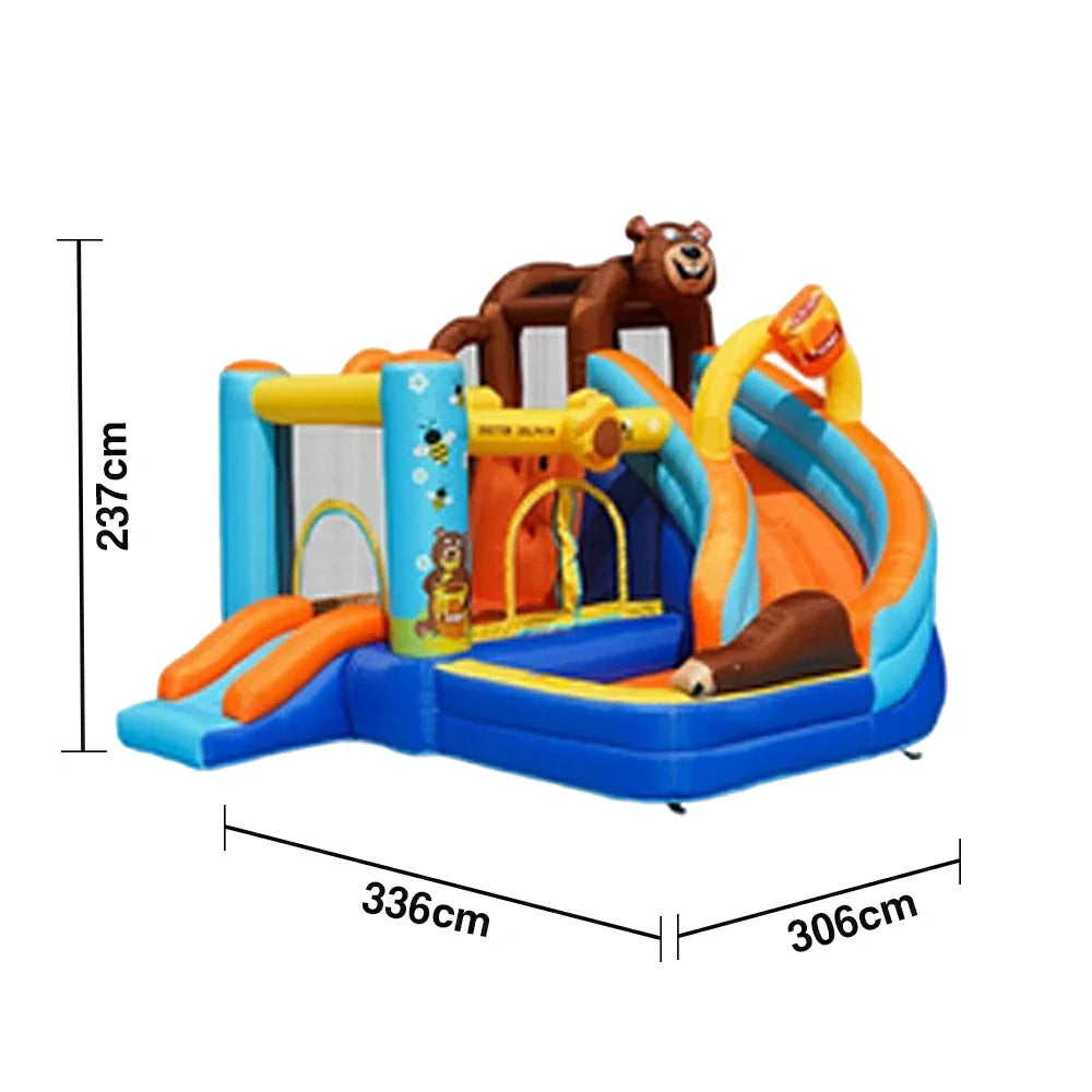 GAMEON Inflatable Bounce Castle PVC Build with Blower Bear Castle Theme with Slide