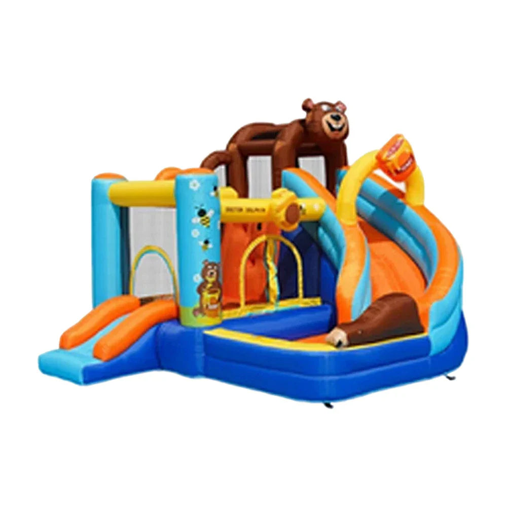GAMEON Inflatable Bounce Castle PVC Build with Blower Bear Castle Theme with Slide