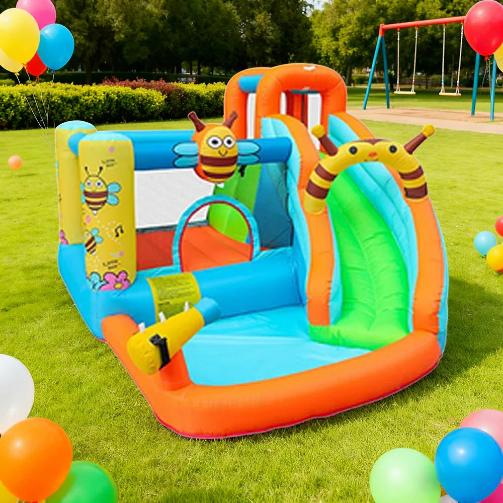 GAMEON Inflatable Bounce Castle PVC Build with Blower Bee Theme Slide Style