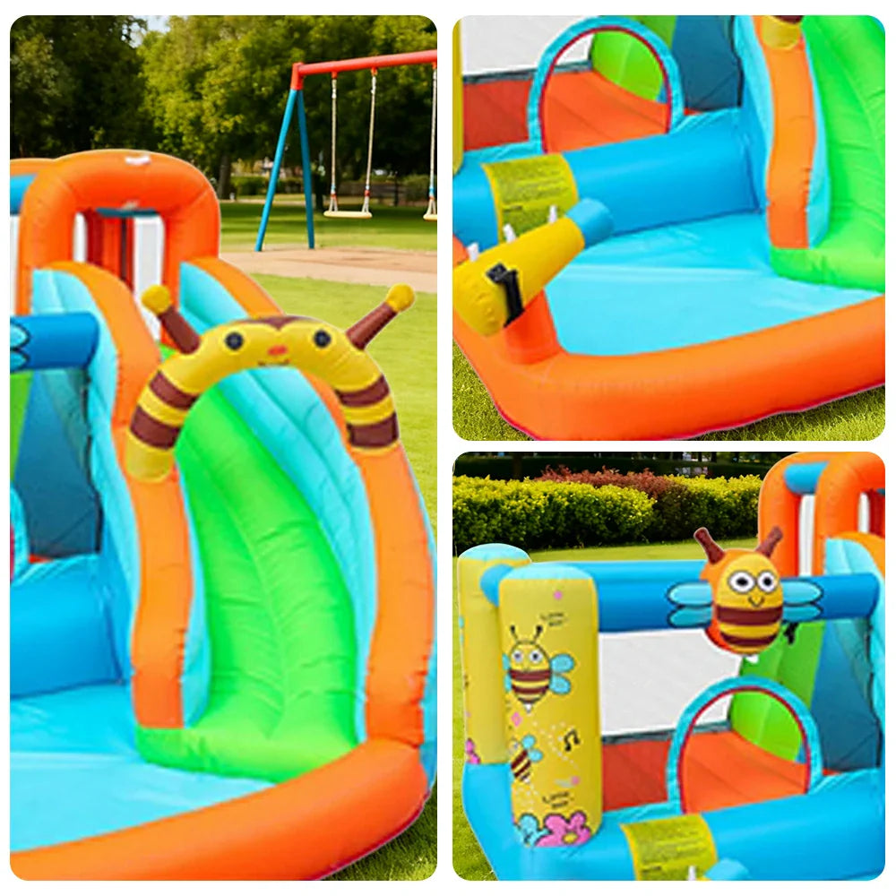 GAMEON Inflatable Bounce Castle PVC Build with Blower Bee Theme Slide Style