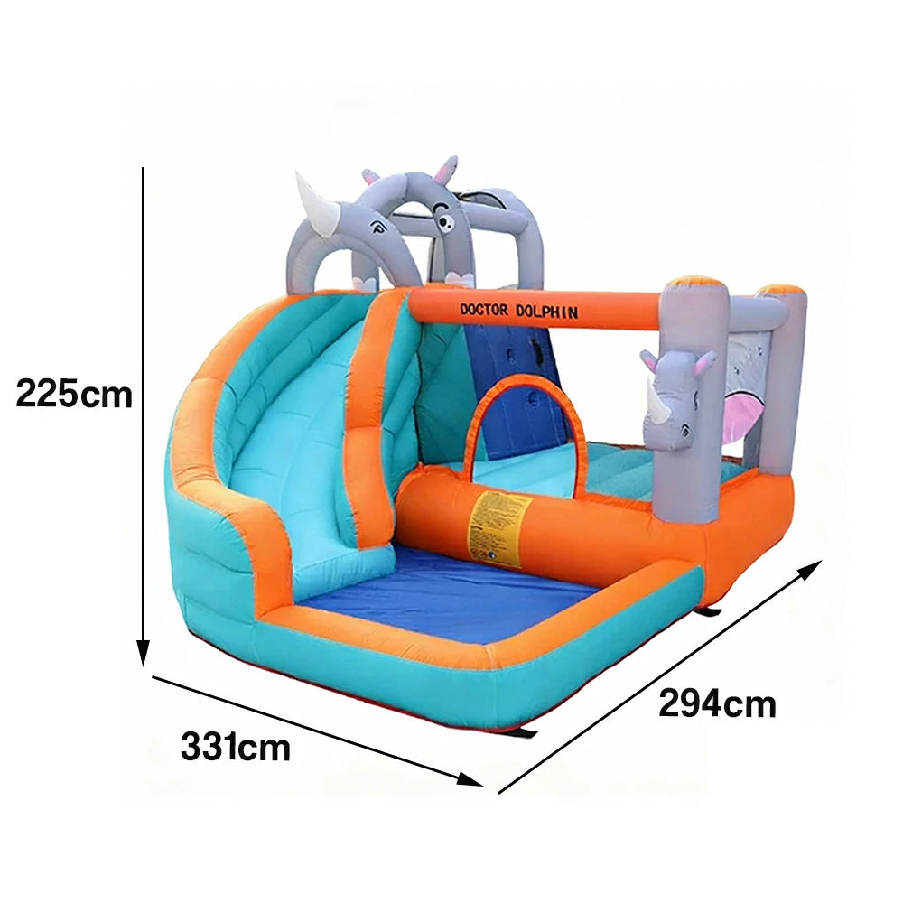GAMEON Inflatable Bounce Castle PVC Build with Blower Rhino Theme Castle Style