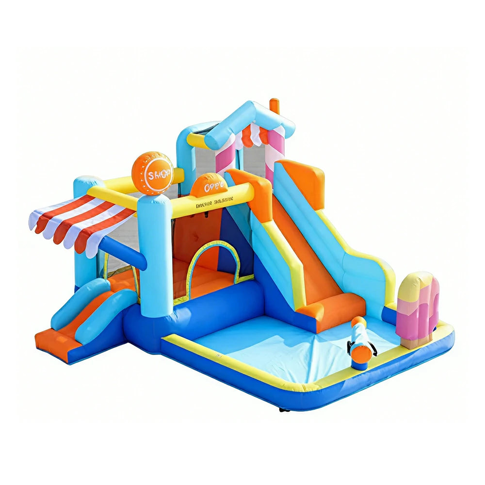 GAMEON Inflatable Bounce Castle PVC Build with Blower Ice Cream House Theme Style