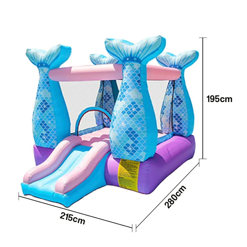 GAMEON Inflatable Bounce Castle PVC Build with Blower & Storage Bag Mermaid Theme Style