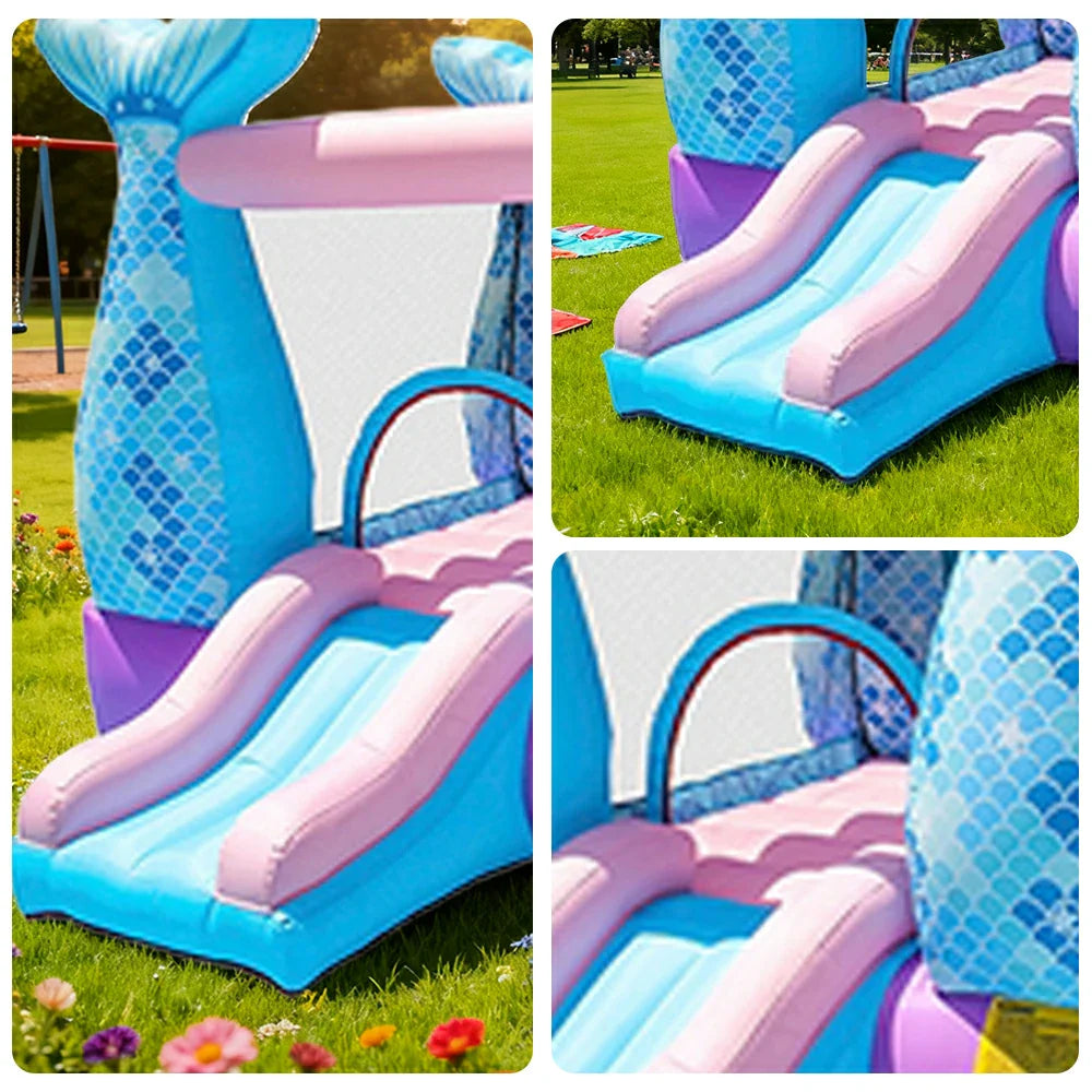 GAMEON Inflatable Bounce Castle PVC Build with Blower & Storage Bag Mermaid Theme Style