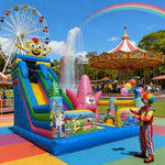 GAMEON Colorful Cartoon Theme Bounce House 5X6m PVC Inflatable Castle for Kids Outdoor Fun Bouncy Playland