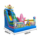 GAMEON Colorful Cartoon Theme Bounce House 5X6m PVC Inflatable Castle for Kids Outdoor Fun Bouncy Playland