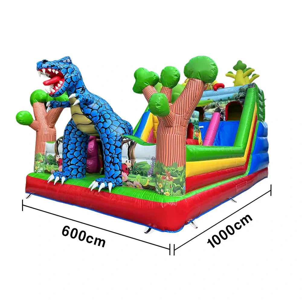 GAMEON Dinosaur Theme Bounce House 6X10m PVC Inflatable Castle for Kids Outdoor Fun Bouncy Playland