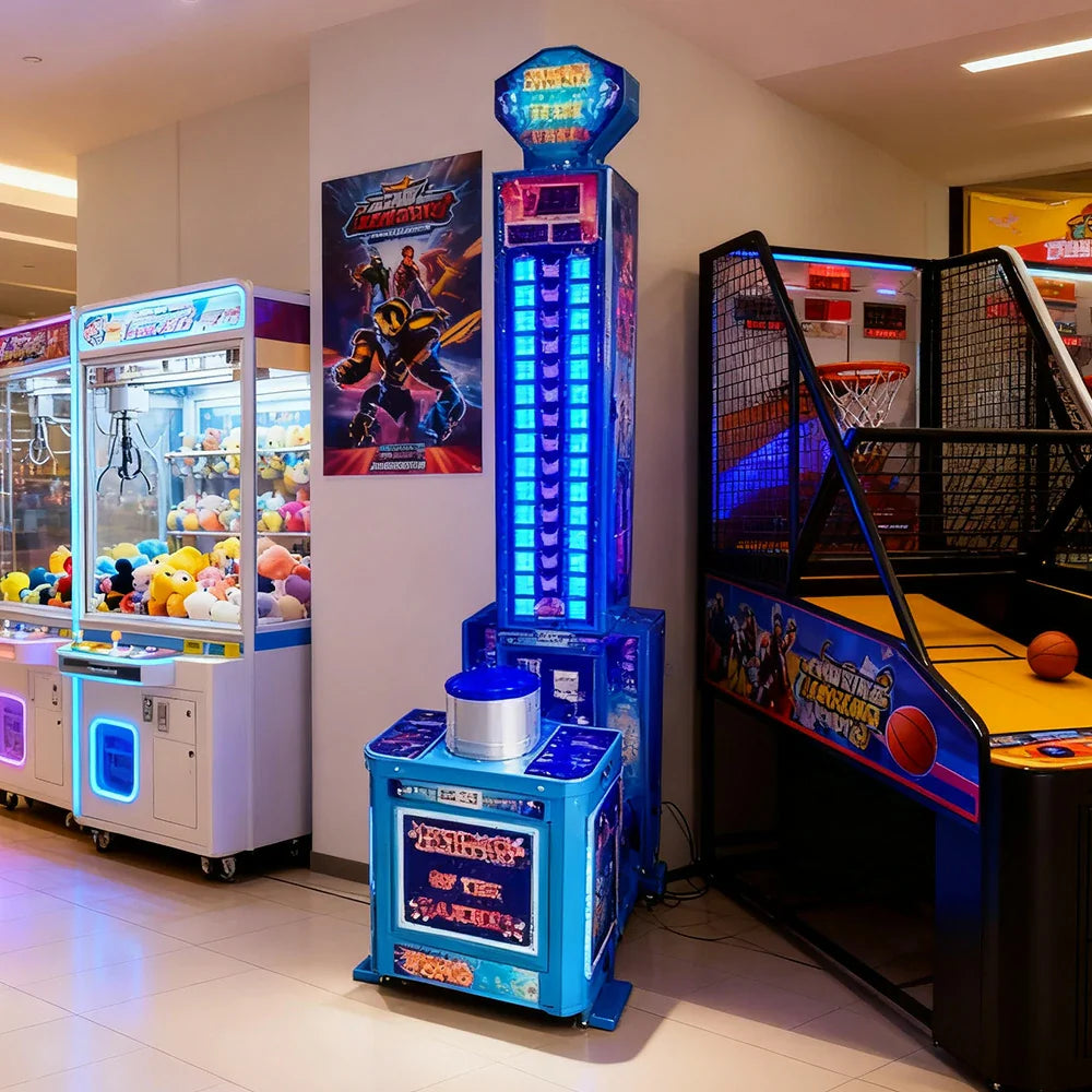 GAMEON Power Hammer Strength Tower Arcade Machine Heavy 250W LED Impact Game Duty Competitive Build Power Lighting Tester Metal Blue