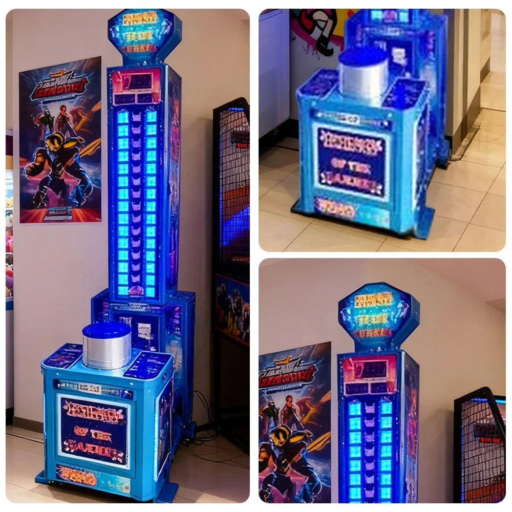 GAMEON Power Hammer Strength Tower Arcade Machine Heavy 250W LED Impact Game Duty Competitive Build Power Lighting Tester Metal Blue