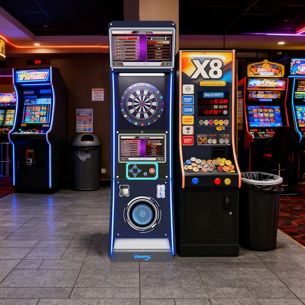 GAMEON Electronic Dart Arcade Machine Flagship Edition Aluminum & Nylon Build 15.5 Connectivity HD Screen Online Inch Board Battle Target LED Black