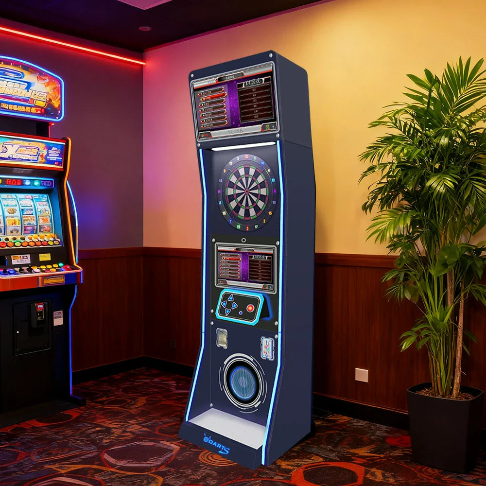 GAMEON Electronic Dart Arcade Machine Flagship Edition Aluminum & Nylon Build 15.5 Connectivity HD Screen Online Inch Board Battle Target LED Black