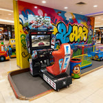 GAMEON Panorama Racing Arcade Machine 42 Metal Dynamic Screen HD & Immersive Driving Steering Inch Plastic Experience Power System Cabinet 350W Red