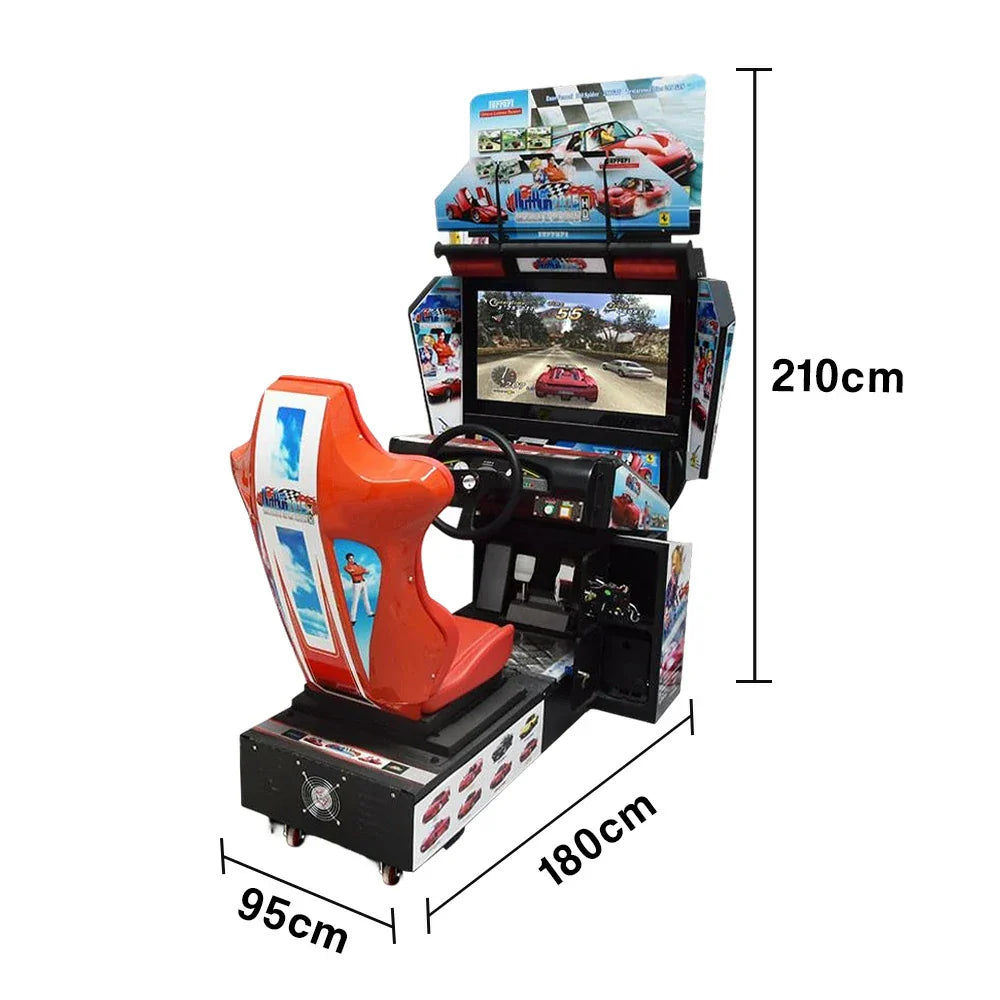 GAMEON Panorama Racing Arcade Machine 42 Metal Dynamic Screen HD & Immersive Driving Steering Inch Plastic Experience Power System Cabinet 350W Red