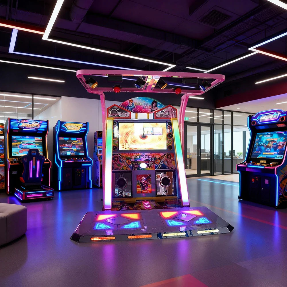 GAMEON Dance Arcade Machine 42-inch HD Screen Music Rhythm Game LED Lighting Effects Pink