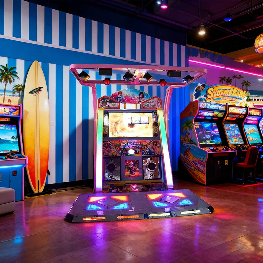 GAMEON Dance Arcade Machine 42-inch HD Screen Music Rhythm Game LED Lighting Effects Pink