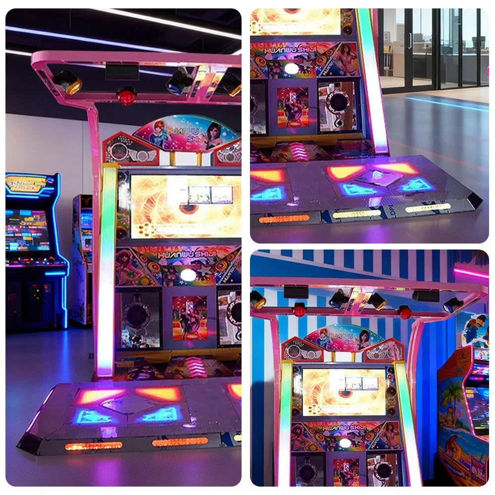 GAMEON Dance Arcade Machine 42-inch HD Screen Music Rhythm Game LED Lighting Effects Pink