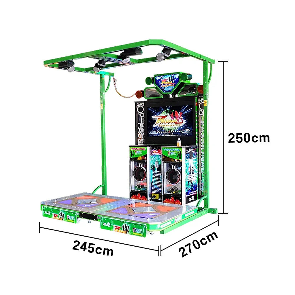 GAMEON Full Dance LED System Arcade Sound HD 42-inch Screen Stereo Music Body Rhythm Game Machine Lights Green