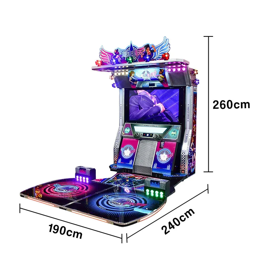 GAMEON Dance Arcade Machine 47-inch HD Screen Music Rhythm Game LED Neon Lights Purple
