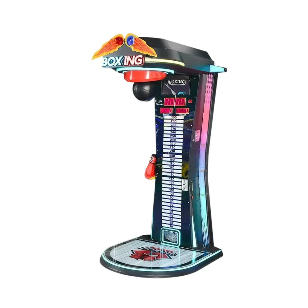 GAMEON Dragon Punch Boxing Machine Metal & Acrylic Cabinet High Strength LED Sensors Lighting 160W Tester Sensitivity Arcade Game Competitive Power Black