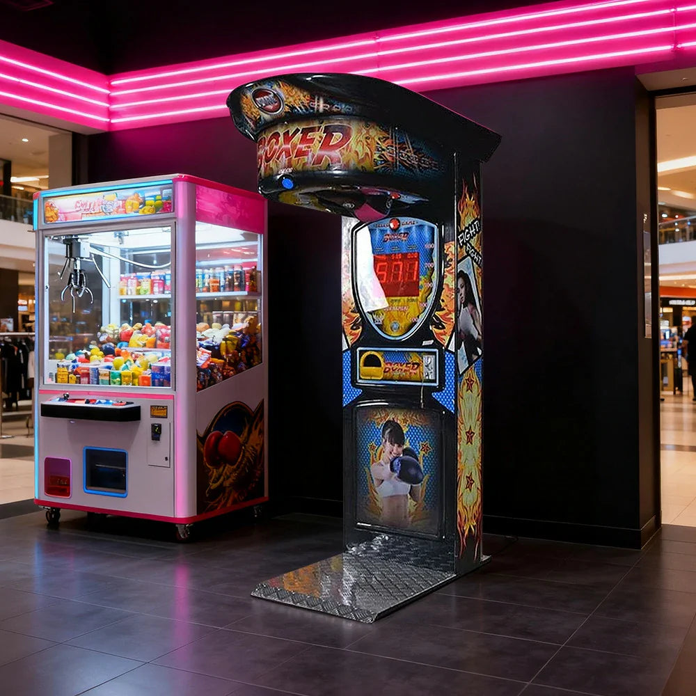 GAMEON Boxing Machine Metal & Acrylic Cabinet High Sensors Punch 380W Competitive Tester Lighting LED Sensitivity Game Power Arcade Strength Black