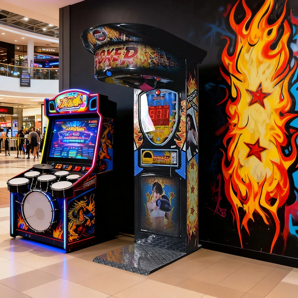 GAMEON Boxing Machine Metal & Acrylic Cabinet High Sensors Punch 380W Competitive Tester Lighting LED Sensitivity Game Power Arcade Strength Black