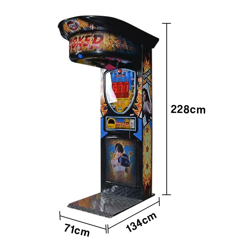 GAMEON Boxing Machine Metal & Acrylic Cabinet High Sensors Punch 380W Competitive Tester Lighting LED Sensitivity Game Power Arcade Strength Black