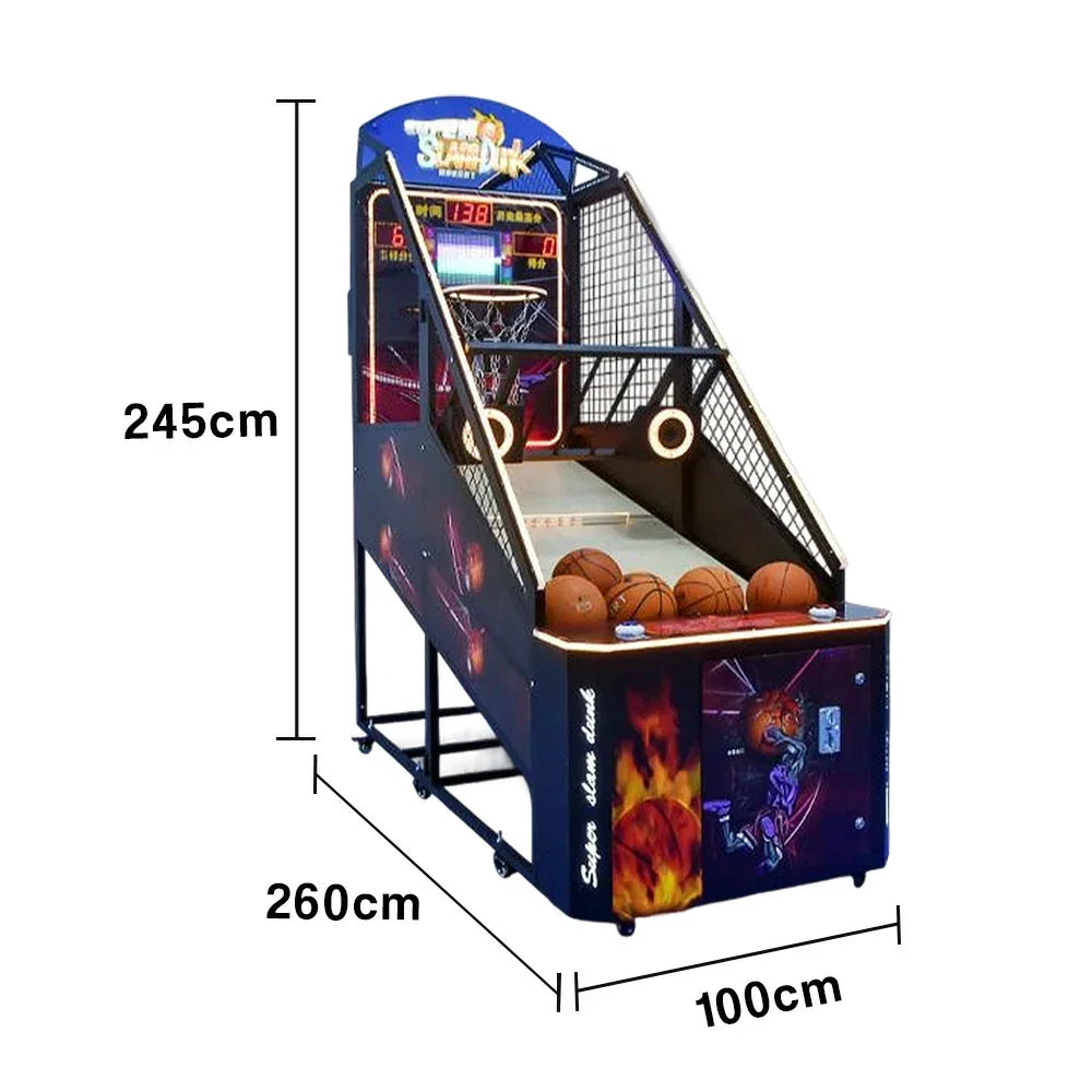GAMEON Basketball Arcade Machine Metal Hoop Triple LED Scoring Display Automatic Ball Return Heavy-Duty Design