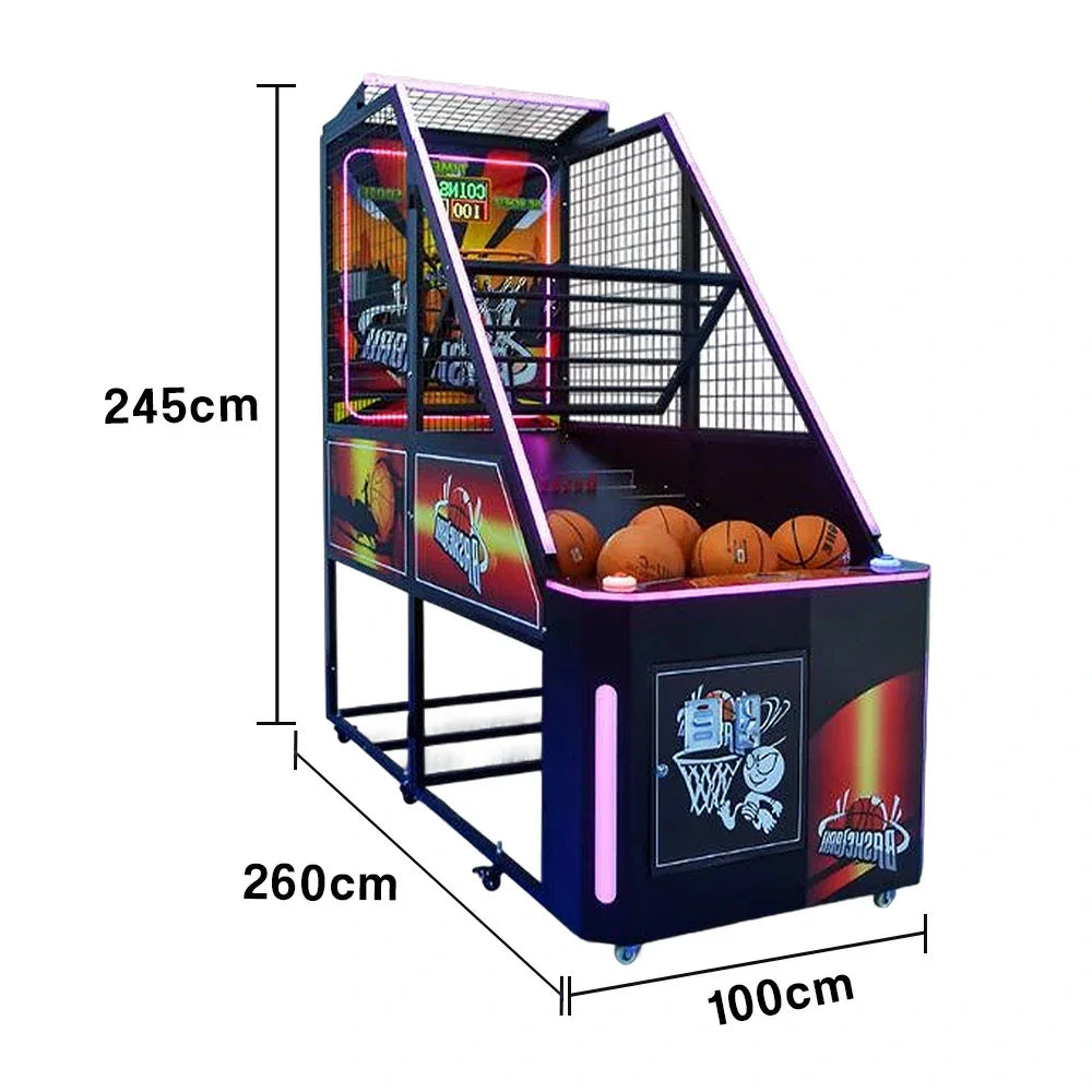 GAMEON Street Basketball Arcade Machine Metal Hoop LED Scoring Display Automatic Ball Return Durable Frame Standard