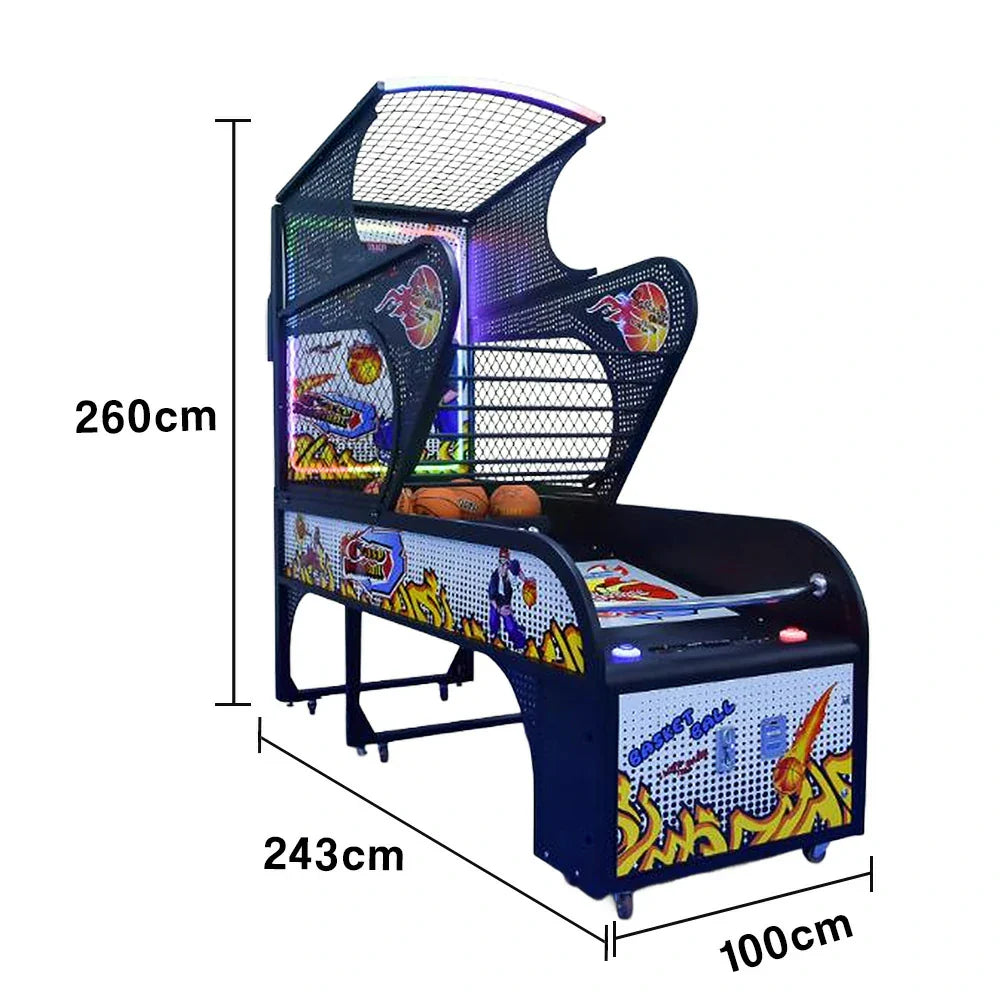 GAMEON Luxury Basketball Arcade Machine Metal Hoop Triple LED Scoring Display Automatic Ball Return Durable Structure Deluxe