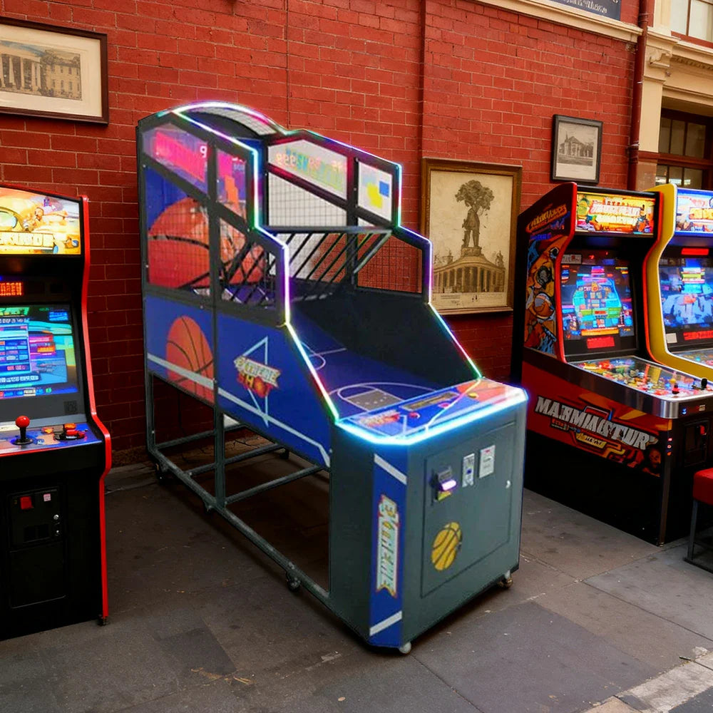 GAMEON Basketball Arcade Machine Metal Hoop LED Scoring Display Automatic Ball Return Durable Frame Classic